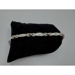 Designer Peruvian Sterling Silver 950 and 18K Gold Inlay Bracelet - 7.5”